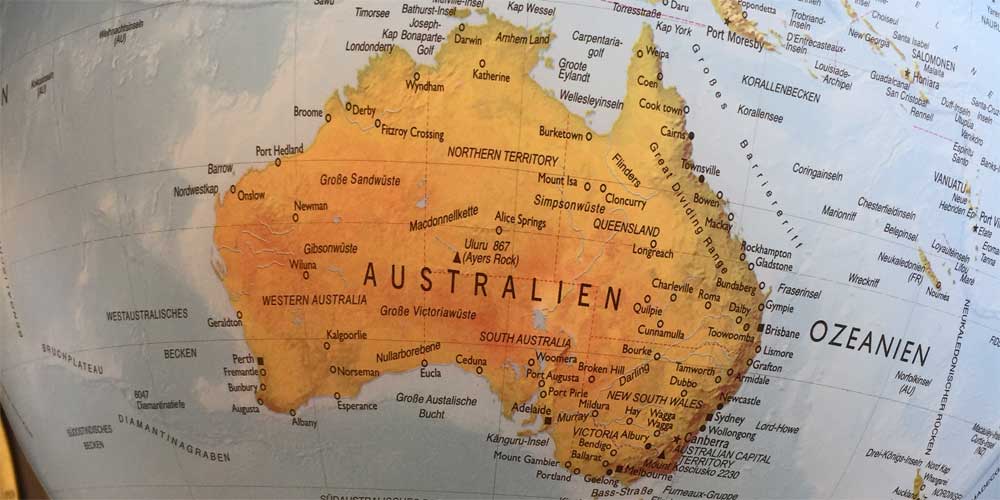 Karte von Australien auf einem Globus